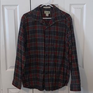 LL Bean Gray & Red Flannel
